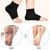 Soft Ventilate Gel Heel Socks Open Toe Socks for Dry Hard Cracked Skin Moisturizing Day Night Care Skin, 3 Pairs (Regular Size, Black)