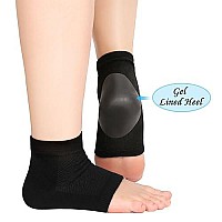 Soft Ventilate Gel Heel Socks Open Toe Socks for Dry Hard Cracked Skin Moisturizing Day Night Care Skin, 3 Pairs (Regular Size, Black)