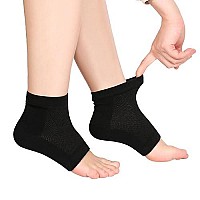 Soft Ventilate Gel Heel Socks Open Toe Socks for Dry Hard Cracked Skin Moisturizing Day Night Care Skin, 3 Pairs (Regular Size, Black)