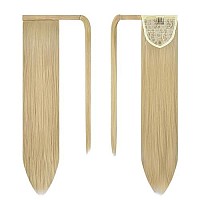 BARSDAR 26 inch Ponytail Extension Long Straight Wrap Around Clip in Synthetic Fiber Hair for Women - Light Blonde mix Bleach Blonde Evenly