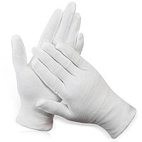 Paxcoo 12 Pairs XL White Cotton Gloves for Dry Hand Moisturizing Cosmetic Eczema Hand Spa and Coin Jewelry Inspection