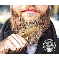 Folding Beard Comb w/Carrying Pouch for Men - All Natural Wooden Beard Comb w/Gift Box - Green Sandalwood Comb for Grooming & Combing Hair, Beards and Mustaches by Viking Revolution