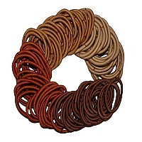 Kenz Laurenz 100 Hair Elastics Hair Ties No Crease Ouchless Ponytail Holders No Metal 4mm (100 Hair Elastics-Brown Ombre)