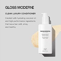 Clean Luxury Hair Conditioner by GLOSS MODERNE - 8 Fl Oz - Treatment for Damaged and Dry Hair with Notes of Mediterranean Almond and Coconut Accented with Cognac - For Soft and Shiny Hair