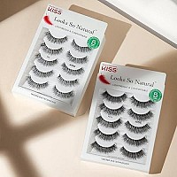 KISS Looks So Natural False Eyelashes Multipack, Lightweight & Comfortable, Tapered End Technology, Reusable, Cruelty-Free, Contact Lens Friendly, Style 'Shy', 5 Pairs Fake Eyelashes