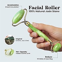 ROSELYNBOUTIQUE Jade Face Roller Gua Sha Facial Tools - Face Massager Guasha Skin Care Tool for Men Women (Green w Jade Roller)