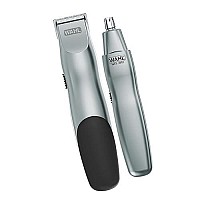 Wahl Groomsman Battery Operated Beard Trimming kit for Mustaches, Hair, Nose Hair, and Light Detailing and Grooming with Bonus Wet/Dry Electric Nose Trimmer - Model 5621V