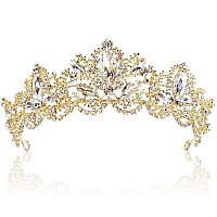 Exacoo Gold Tiara Wedding Tiaras and Crowns for Women,Rhinestone Queen Tiara for Women Princess Crown Birthday Tiara Headbands for Wedding Prom Bridal Party Halloween Costume Christmas Gifts