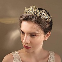 Exacoo Gold Tiara Wedding Tiaras and Crowns for Women,Rhinestone Queen Tiara for Women Princess Crown Birthday Tiara Headbands for Wedding Prom Bridal Party Halloween Costume Christmas Gifts