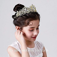 Exacoo Gold Tiara Wedding Tiaras and Crowns for Women,Rhinestone Queen Tiara for Women Princess Crown Birthday Tiara Headbands for Wedding Prom Bridal Party Halloween Costume Christmas Gifts