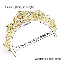 Exacoo Gold Tiara Wedding Tiaras and Crowns for Women,Rhinestone Queen Tiara for Women Princess Crown Birthday Tiara Headbands for Wedding Prom Bridal Party Halloween Costume Christmas Gifts