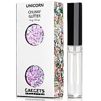 Unicorn Iridescent Chunky Glitter Cosmetic Body Face Hair Eye Nail Glitter Musical Festival Carnival Dance Halloween Party Beauty Makeup DIY Deco 8 Sizes&Shapes 2 Pots (0.5 oz/14g) by GADGETS ENTREPOT