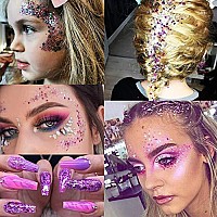 Unicorn Iridescent Chunky Glitter Cosmetic Body Face Hair Eye Nail Glitter Musical Festival Carnival Dance Halloween Party Beauty Makeup DIY Deco 8 Sizes&Shapes 2 Pots (0.5 oz/14g) by GADGETS ENTREPOT