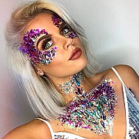 Unicorn Iridescent Chunky Glitter Cosmetic Body Face Hair Eye Nail Glitter Musical Festival Carnival Dance Halloween Party Beauty Makeup DIY Deco 8 Sizes&Shapes 2 Pots (0.5 oz/14g) by GADGETS ENTREPOT