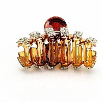 Exquisite Acrylic Rhinestones Large Fancy Hair Claw Clip - Women Lady Girls Elegant Crystal Jaw Clips Hairpin for Thick Hair (Brown)