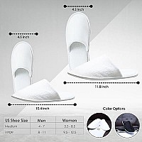 MODLUX Spa Slippers - 12 Pairs of Cotton Velvet Closed Toe Slippers w/Travel Bags - Thick, Soft, Non-Slip, Disposable Slippers - 6 Medium/6 Large - Home, Hotel, or Commercial Use (12 Pack Combo White)