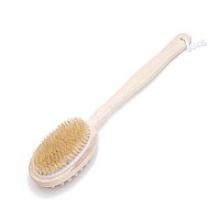 THY COLLECTIBLES Bath Brush, Back Scrubber, Aneky Soft Natural Bristles Back Brush with Long Handle for Exfoliating Skin & Wood Beads for Massage - Use Wet or Dry