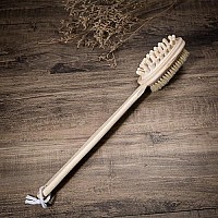 THY COLLECTIBLES Bath Brush, Back Scrubber, Aneky Soft Natural Bristles Back Brush with Long Handle for Exfoliating Skin & Wood Beads for Massage - Use Wet or Dry