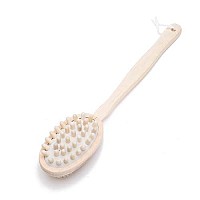 THY COLLECTIBLES Bath Brush, Back Scrubber, Aneky Soft Natural Bristles Back Brush with Long Handle for Exfoliating Skin & Wood Beads for Massage - Use Wet or Dry