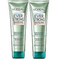 L'Oreal Paris EverStrong Thickening Sulfate Free Shampoo, Thickens + Strengthens, For Thin, Fragile Hair, with Rosemary Leaf, 2 Count (8.5 Fl; Oz each) (Packaging May Vary)