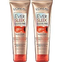 L'Oreal Paris EverSleek Keratin Caring Conditioner, with Sunflower Oil, 2 Count (8.5 Fl; Oz each)