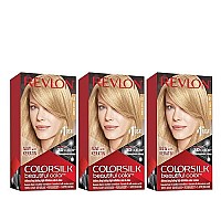 Permanent Hair Color by Revlon, Permanent Hair Dye, Colorsilk with 100% Gray Coverage, Ammonia-Free, Keratin and Amino Acids, 81 Light Blonde, 4.4 Oz (Pack of 3)