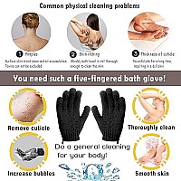 MIG4U Exfoliating Shower Gloves for Bath, Premium Nylon Body Wash Bathing Gloves for Men Women Spa, Massage and Skin Scrub, Dead Skin Cell Remover with Hanging Loop,Black, Regular Size