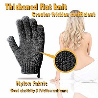 MIG4U Exfoliating Shower Gloves for Bath, Premium Nylon Body Wash Bathing Gloves for Men Women Spa, Massage and Skin Scrub, Dead Skin Cell Remover with Hanging Loop,Black, Regular Size