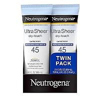 Neutrogena Ultra Sheer Dry-Touch Water Resistant and Non-Greasy Sunscreen Lotion with Broad Spectrum SPF 45, 3 fl. oz, (Pack of 2)