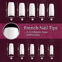 500PCS Half Cover False Nails Tips - Acrylic Nail Tips, krofaue 10 Sizes Lady French Style Acrylic Artificial Tip Manicure with Box for Nail Tips Art Salons and Home DIY