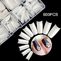 500PCS Half Cover False Nails Tips - Acrylic Nail Tips, krofaue 10 Sizes Lady French Style Acrylic Artificial Tip Manicure with Box for Nail Tips Art Salons and Home DIY