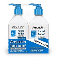 AmLactin Rapid Relief Restoring Body Lotion For Dry Skin - 7.9 oz Pump Bottles (Twin Pack) - 2-in-1 Exfoliator And Moisturizer With Ceramides And 15% Lactic Acid For 24-Hour Relief From Dry Skin