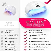 OVLUX UV LED Nail Lamp 180W, Professional Nail Dryer Machine, Best Gel UV LED Nail Lamp for Fingernail & Toenail Gel Based Polishes - Nail Curing Light with 57 pcs LEDs, 4 Timer Settings