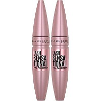 Maybelline Lash Sensational Washable Mascara, Lengthening and Volumizing for a Full Fan Effect, Blackest Black, 2 Count