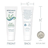 BERGMAN KELLY Travel Size Shampoo & Conditioner 2 in 1 (1 Fl Oz, 200 PK, White Tea), Delight Your Guests with Revitalizing and Refreshing Shampoo Amenities, Quality Small Size Hotel Toiletries in Bulk