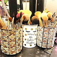 LUGUNU Makeup Brush Holder Organizer Golden Crystal Bling Personalized Gold Comb Brushes Pen Pencil Storage Box Container (Crystal Pot-Sliver)