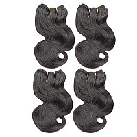 4Bundles Brazilian Body Wave Virgin Hair Extension Human Hair Bundles 8Short Human Hair Virgin Brazilian Hair Weaves 50G/Pcs Human Hair Extensions Natural color (8''x4 BODY, Natural)