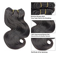 4Bundles Brazilian Body Wave Virgin Hair Extension Human Hair Bundles 8Short Human Hair Virgin Brazilian Hair Weaves 50G/Pcs Human Hair Extensions Natural color (8''x4 BODY, Natural)