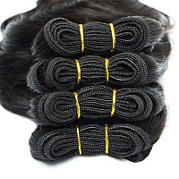 4Bundles Brazilian Body Wave Virgin Hair Extension Human Hair Bundles 8Short Human Hair Virgin Brazilian Hair Weaves 50G/Pcs Human Hair Extensions Natural color (8''x4 BODY, Natural)