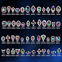 GA&EN 48pcs Big Mix Sizes Different Shape Colorful AB Iridescent 3D Crystals Diamonds Large Rhinestones Bow Silver Metal Charms Gems Stones for Nail Art Beauty Design Decoration Craft Jewelry DIY