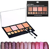 Style Essentials Women's Cosmetics NATURAL BEAUTY Blush and Eyeshadow Palette - 12 Shades Shimmer and Matte Finishes