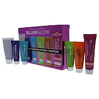 GLAMGLOW Glow Essentials Mask + Moisture Travel Set - SUPERMUD (0.7 oz), GLOWSTARTER NUDE (0.5 oz), GRAVITYMUD (0.35 oz), THRISTYMUD (0.35 oz), POWERMUD (0.35 oz) & FLASHMUD (0.35 oz)