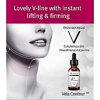 Double Chin Reducer Sagging Neck Firming Anti Aging Wrinkle Reducing Face Lift Slim - Korean Skin Care Routine Set. Vela Contour (Serum Masks Cream Belt)