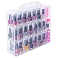 DreamGenius Nail Polish Organizer Case for 48 Bottles, Double Side Gel Nail Polish Holder with Adjustable Dividers, Portable Clear Nail Polish Storage Organizer with 2 Nail Separators