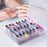 DreamGenius Nail Polish Organizer Case for 48 Bottles, Double Side Gel Nail Polish Holder with Adjustable Dividers, Portable Clear Nail Polish Storage Organizer with 2 Nail Separators