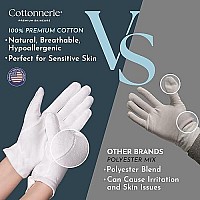 Gaxcoo | 100% Premium Cotton Moisturizing Gloves for Dry Hands & Eczema | Overnight Lotion, Sleep & Spa Treatment for Women & Men | Reusable, Washable - Free Washing Bag, Wristband (White - 7 Pairs)