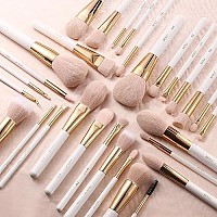 BEILI Makeup Brushes 30Pcs Professional Makeup Brush Set Premium Pink Vegan Synthetic Kabuki Foundation Blending Brush Face Powder Blush Concealers Eye Shadows Make Up Brush Set (White/Rose Golden)