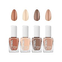 Eternal Nude Nail Polish Set for Women (WILD NUDES) - 13.5ML 4 pc Brown Nail Polish Set for Girls | Long Lasting & Quick Dry Nail Polish Kit for Home DIY Manicure & Pedicure | Made in USA