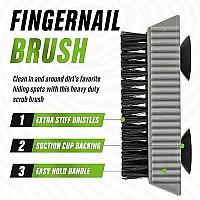 Grip Clean | Nail Brush for Cleaning Fingernails - Stiff Bristle Fingernail Brush for Men & Mechanics - Heavy Duty Nail Cleaning Brush for Hands, Nails, Feet, Suction Cups Stick to Surfaces (1 Pack)