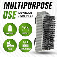 Grip Clean | Nail Brush for Cleaning Fingernails - Stiff Bristle Fingernail Brush for Men & Mechanics - Heavy Duty Nail Cleaning Brush for Hands, Nails, Feet, Suction Cups Stick to Surfaces (1 Pack)